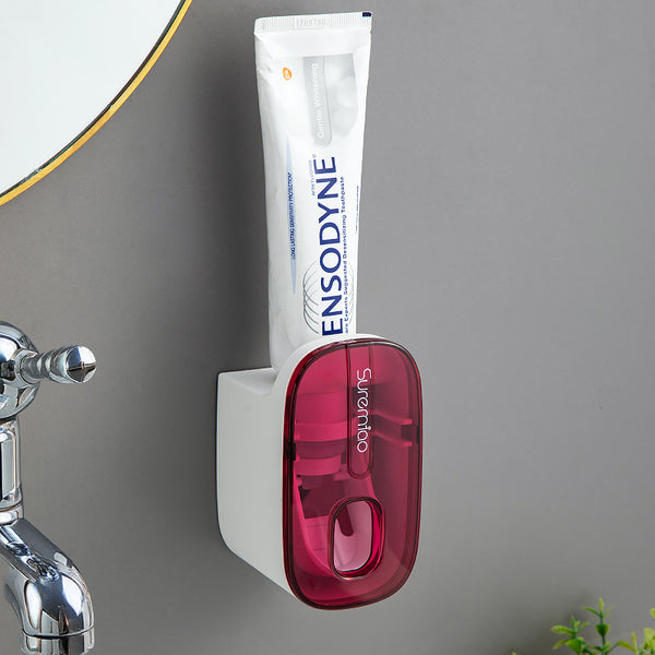 Wall-Mounted Toothpaste Dispenser with Toothbrush Holder