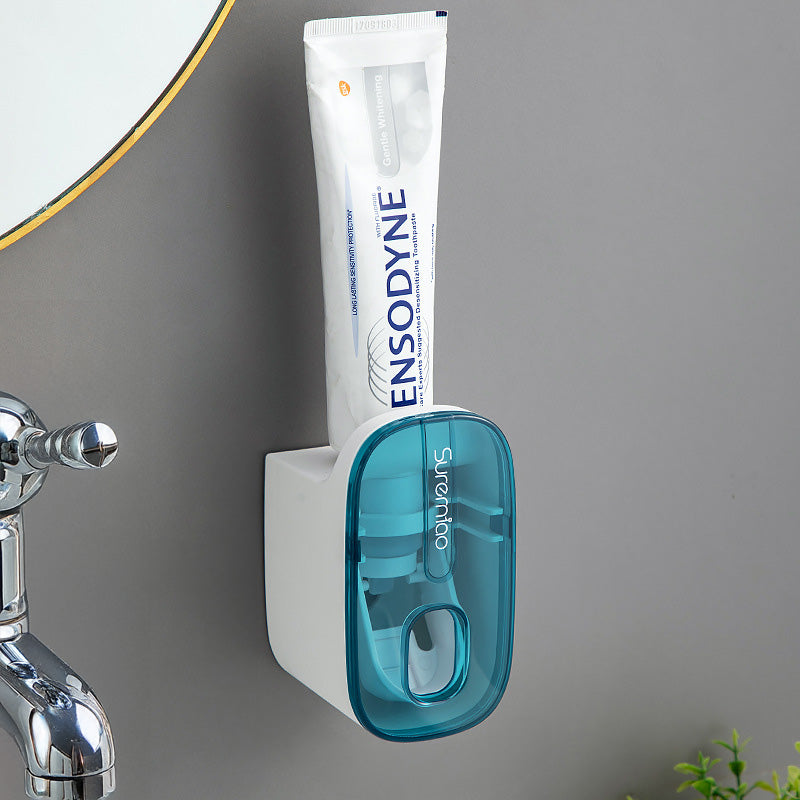 Wall-Mounted Toothpaste Dispenser with Toothbrush Holder